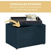image:imageConvenience Concepts Designs4Comfort Accent Storage Ottoman 2275  Modern Foot Stool with Decorative Tray for Living Room Dining Room Office Black Faux LeatherDark Blue Fabric