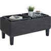 image:imageConvenience Concepts Designs4Comfort Brentwood Storage Ottoman with Reversible Trays Black Faux LeatherBlackDark Charcoal Gray FabricBlack