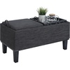 image:imageConvenience Concepts Designs4Comfort Brentwood Storage Ottoman with Reversible Trays Black Faux LeatherBlackDark Charcoal Gray FabricBlack