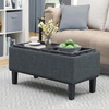 image:imageConvenience Concepts Designs4Comfort Brentwood Storage Ottoman with Reversible Trays Black Faux LeatherBlackLight Charcoal Gray FabricBlack