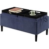 image:imageConvenience Concepts Designs4Comfort Magnolia Storage Ottoman with Reversible Trays Black Faux LeatherBlue Fabric