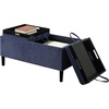 image:imageConvenience Concepts Designs4Comfort Magnolia Storage Ottoman with Reversible Trays Black Faux LeatherBlue Fabric