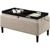 image:imageConvenience Concepts Designs4Comfort Magnolia Storage Ottoman with Reversible Trays Black Faux LeatherTan Fabric