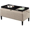 image:imageConvenience Concepts Designs4Comfort Magnolia Storage Ottoman with Reversible Trays Black Faux LeatherTan Fabric