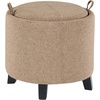image:imageConvenience Concepts Designs4Comfort Oscar Accent Storage Ottoman 19  Round Modern Upholstered Foot Stool and Small Tray Table for Living Room Storage Ottoman Seat Tan FabricTan