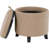 image:imageConvenience Concepts Designs4Comfort Oscar Accent Storage Ottoman 19  Round Modern Upholstered Foot Stool and Small Tray Table for Living Room Storage Ottoman Seat Tan FabricTan