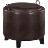 image:imageConvenience Concepts Designs4Comfort Oscar Accent Storage Ottoman 19  Round Modern Upholstered Foot Stool and Small Tray Table for Living Room Storage Ottoman Seat Tan FabricEspresso