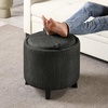 image:imageConvenience Concepts Designs4Comfort Oscar Accent Storage Ottoman 19  Round Modern Upholstered Foot Stool and Small Tray Table for Living Room Storage Ottoman Seat Tan FabricGrey