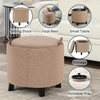 image:imageConvenience Concepts Designs4Comfort Oscar Accent Storage Ottoman 19  Round Modern Upholstered Foot Stool and Small Tray Table for Living Room Storage Ottoman Seat Tan FabricTan
