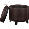 image:imageConvenience Concepts Designs4Comfort Oscar Accent Storage Ottoman 19  Round Modern Upholstered Foot Stool and Small Tray Table for Living Room Storage Ottoman Seat Tan FabricEspresso