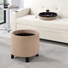 image:imageConvenience Concepts Designs4Comfort Oscar Accent Storage Ottoman 19  Round Modern Upholstered Foot Stool and Small Tray Table for Living Room Storage Ottoman Seat Tan FabricTan