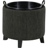 image:imageConvenience Concepts Designs4Comfort Oscar Accent Storage Ottoman 19  Round Modern Upholstered Foot Stool and Small Tray Table for Living Room Storage Ottoman Seat Tan FabricGrey