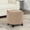 image:imageConvenience Concepts Designs4Comfort Oscar Accent Storage Ottoman 19  Round Modern Upholstered Foot Stool and Small Tray Table for Living Room Storage Ottoman Seat Tan FabricTan