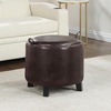image:imageConvenience Concepts Designs4Comfort Oscar Accent Storage Ottoman 19  Round Modern Upholstered Foot Stool and Small Tray Table for Living Room Storage Ottoman Seat Tan FabricEspresso