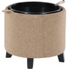 image:imageConvenience Concepts Designs4Comfort Oscar Accent Storage Ottoman 19  Round Modern Upholstered Foot Stool and Small Tray Table for Living Room Storage Ottoman Seat Tan FabricTan