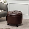 image:imageConvenience Concepts Designs4Comfort Storage Ottoman Dark Blue FabricEspresso Faux Leather