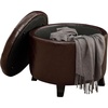 image:imageConvenience Concepts Designs4Comfort Storage Ottoman Dark Blue FabricEspresso Faux Leather