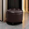 image:imageConvenience Concepts Designs4Comfort Storage Ottoman Dark Blue FabricEspresso Faux Leather