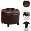 image:imageConvenience Concepts Designs4Comfort Storage Ottoman Dark Blue FabricEspresso Faux Leather