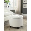image:imageConvenience Concepts Designs4Comfort Storage Ottoman Dark Blue FabricIvory Faux Leather
