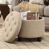 image:imageConvenience Concepts Designs4Comfort Storage Ottoman Dark Blue FabricTan Fabric