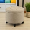image:imageConvenience Concepts Designs4Comfort Storage Ottoman Dark Blue FabricTan Fabric
