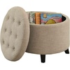 image:imageConvenience Concepts Designs4Comfort Storage Ottoman Dark Blue FabricTan Fabric