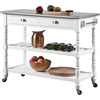 image:imageConvenience Concepts French Country 3Tier Stainless Steel Kitchen Cart with Drawers Wirebrush Dark GrayWhite
