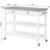 image:imageConvenience Concepts French Country 3Tier Stainless Steel Kitchen Cart with Drawers Wirebrush Dark GrayWhite