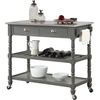 image:imageConvenience Concepts French Country 3Tier Stainless Steel Kitchen Cart with Drawers Wirebrush Dark GrayWirebrush Dark Gray