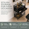 image:imageConvenience Concepts Glenview Serving Cart 26  3 Tier Modern Wine Bar with Drawer Glass Serving Station for Kitchen Dining Room Storage BlackBlack