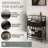 image:imageConvenience Concepts Glenview Serving Cart 26  3 Tier Modern Wine Bar with Drawer Glass Serving Station for Kitchen Dining Room Storage BlackBlack