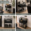 image:imageConvenience Concepts Glenview Serving Cart 26  3 Tier Modern Wine Bar with Drawer Glass Serving Station for Kitchen Dining Room Storage BlackBlack