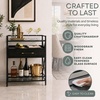 image:imageConvenience Concepts Glenview Serving Cart 26  3 Tier Modern Wine Bar with Drawer Glass Serving Station for Kitchen Dining Room Storage BlackBlack