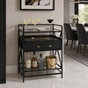 image:imageConvenience Concepts Glenview Serving Cart 26  3 Tier Modern Wine Bar with Drawer Glass Serving Station for Kitchen Dining Room Storage BlackBlack