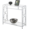 image:imageConvenience Concepts Omega Chrome Glass Hall Table 315  Contemporary Modern Sofa Table with Storage Shelf Narrow Entryway Hall Table for Living Room Bedroom Bathroom GlassChrome