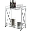 image:imageConvenience Concepts Oxford Chrome Glass Bar Cart 2925  Contemporary Modern 360Degree Swivel Serving Cart with Shelves for Kitchen Dining Room Living Room ChromeGlass