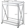 image:imageConvenience Concepts Oxford Chrome Glass Bar Cart 2925  Contemporary Modern 360Degree Swivel Serving Cart with Shelves for Kitchen Dining Room Living Room ChromeGlass
