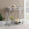 image:imageConvenience Concepts Oxford Chrome Glass Bar Cart 2925  Contemporary Modern 360Degree Swivel Serving Cart with Shelves for Kitchen Dining Room Living Room ChromeGlass