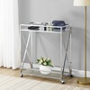 image:imageConvenience Concepts Oxford Chrome Glass Bar Cart 2925  Contemporary Modern 360Degree Swivel Serving Cart with Shelves for Kitchen Dining Room Living Room ChromeGlass