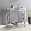image:imageConvenience Concepts Oxford Chrome Glass Bar Cart 2925  Contemporary Modern 360Degree Swivel Serving Cart with Shelves for Kitchen Dining Room Living Room ChromeGlass