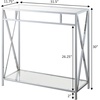 image:imageConvenience Concepts Oxford Chrome Glass Hall Table 315  Contemporary Modern Sofa Table with Storage Shelf Narrow Entryway Hall Table for Living Room Bedroom Bathroom ChromeGlass