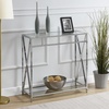 image:imageConvenience Concepts Oxford Chrome Glass Hall Table 315  Contemporary Modern Sofa Table with Storage Shelf Narrow Entryway Hall Table for Living Room Bedroom Bathroom ChromeGlass