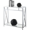image:imageConvenience Concepts Oxford Chrome Glass Hall Table 315  Contemporary Modern Sofa Table with Storage Shelf Narrow Entryway Hall Table for Living Room Bedroom Bathroom ChromeGlass