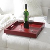 image:imageConvenience Concepts Palm Beach Serving Tray 1675  Kitchen amp Living Room Square Wood Decorative Tray with Handles Ottoman Accent Tray Coffee Table Tray Counter Organization amp Storage BlackRed