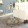 image:imageConvenience Concepts Royal Crest Acrylic Round Glass Bar Cart 2225  Modern 2 Tier Storage Bar with Wheels Glam Wine Storage for Kitchen Mobile Push Trolley for Dining Room GlassGold