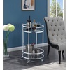 image:imageConvenience Concepts Royal Crest Bar Cart With Wheels Clear Glass  Chrome Frame