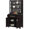 image:imageConvenience Concepts Sawyer 1 Drawer Wine Bar with Storage Cabinet and Shelves Black Faux MarbleEspressoBlack Faux MarbleEspresso