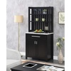 image:imageConvenience Concepts Sawyer 1 Drawer Wine Bar with Storage Cabinet and Shelves Black Faux MarbleEspressoWhite Faux MarbleEspresso