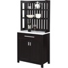image:imageConvenience Concepts Sawyer 1 Drawer Wine Bar with Storage Cabinet and Shelves Black Faux MarbleEspressoWhite Faux MarbleEspresso